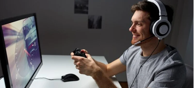 a person playing video games
