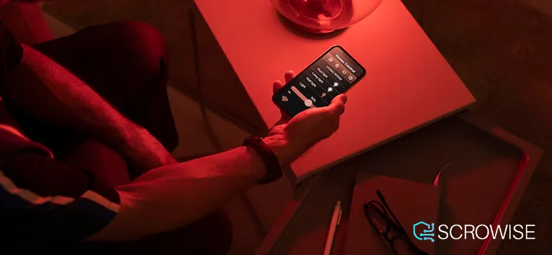 a guy checking social media