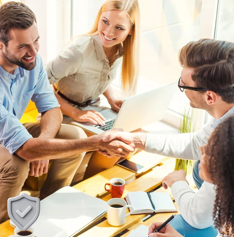 An escrow professional and clients closing a deal